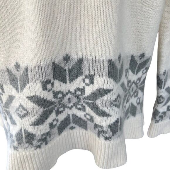 Lauren Ralph Lauren Wool Blend Snowflake Fair Isle Open Front Cardigan Size L - Picture 7 of 8